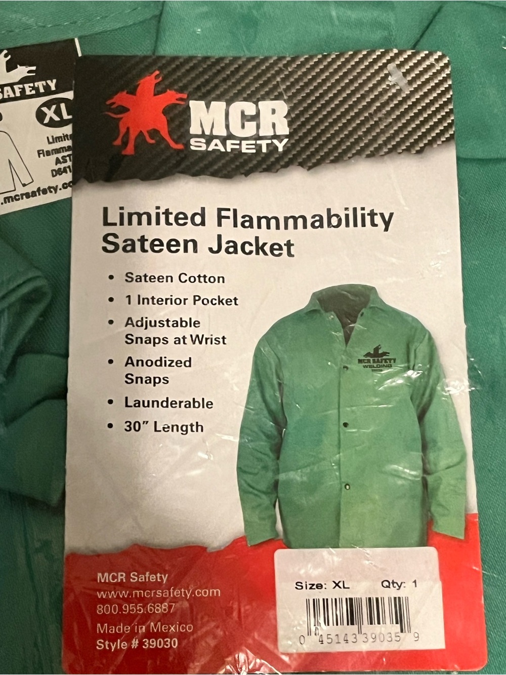 MCR Safety Limited Flammability Sateen Jacket - Green